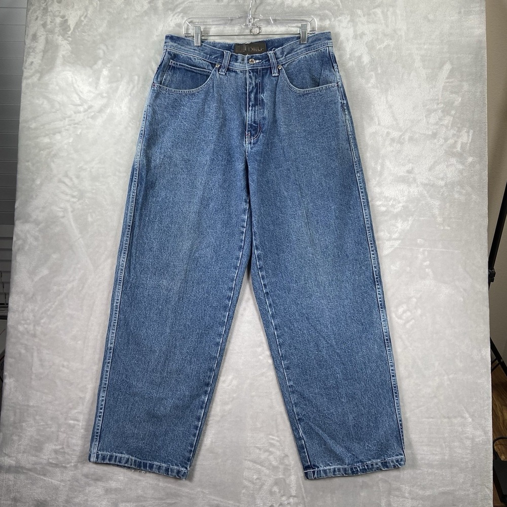 Delf Denim Jeans Mens 34x32 Blue Loose Baggy Fit Hip Hop Streetwear Sports Y2K